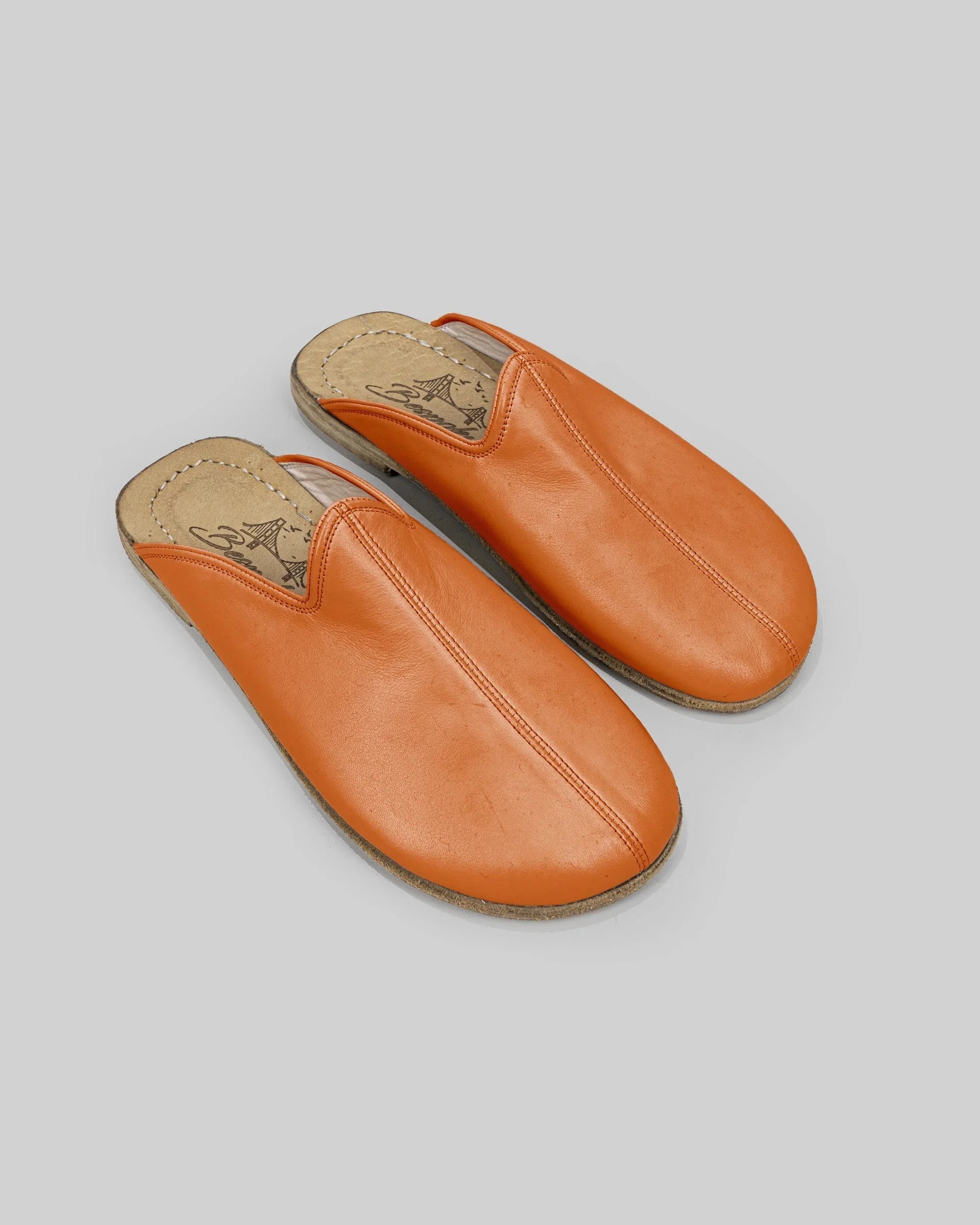 Men's Orange Slippers - Handcrafted Calf Leather Wide Toe Box | Bespoky