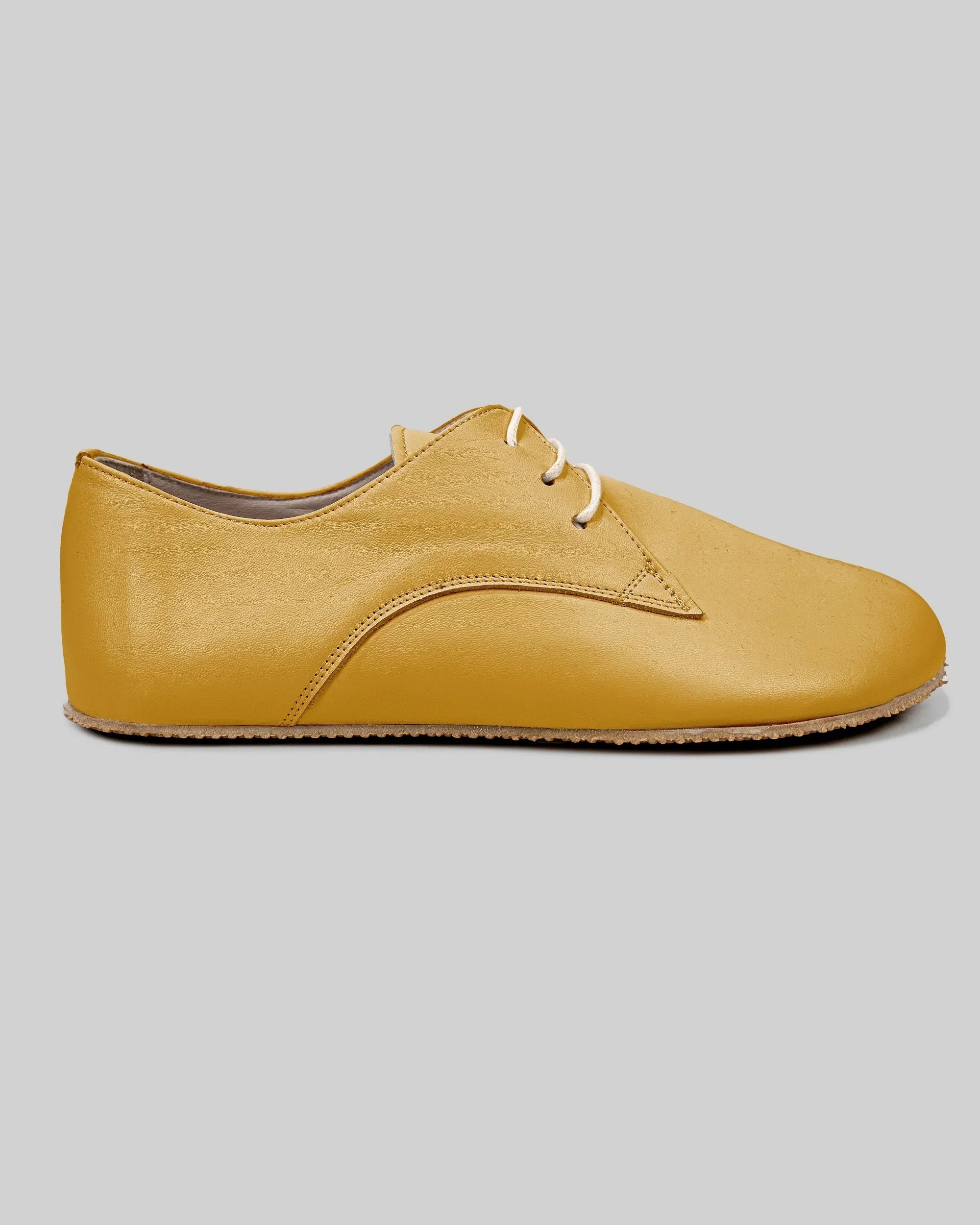 Side view Mustard Oxford Shoes - Calf Leather Zero Drop | Bespoky