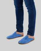 Top view Blue Shearling Slippers - Handcrafted Calf Leather | Bespoky