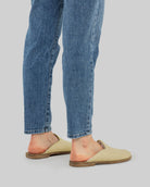 Detail Yellow Shearling Slippers - Handcrafted Calf Leather Turkey | Bespoky