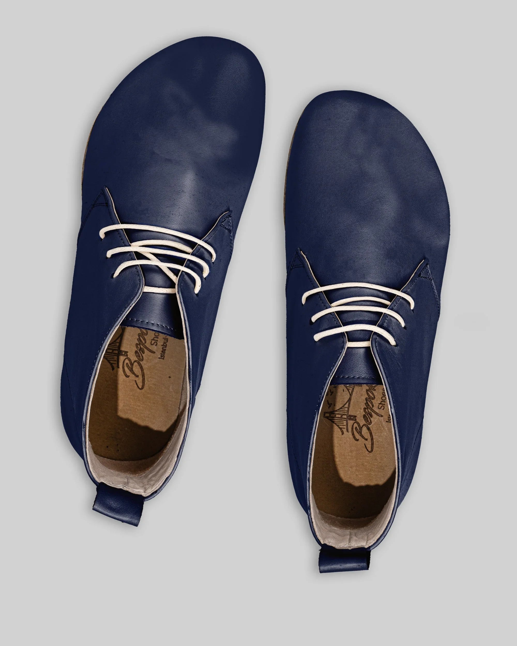 Side view Navy Blue Ankle Boots - Calf Leather Zero Drop | Bespoky