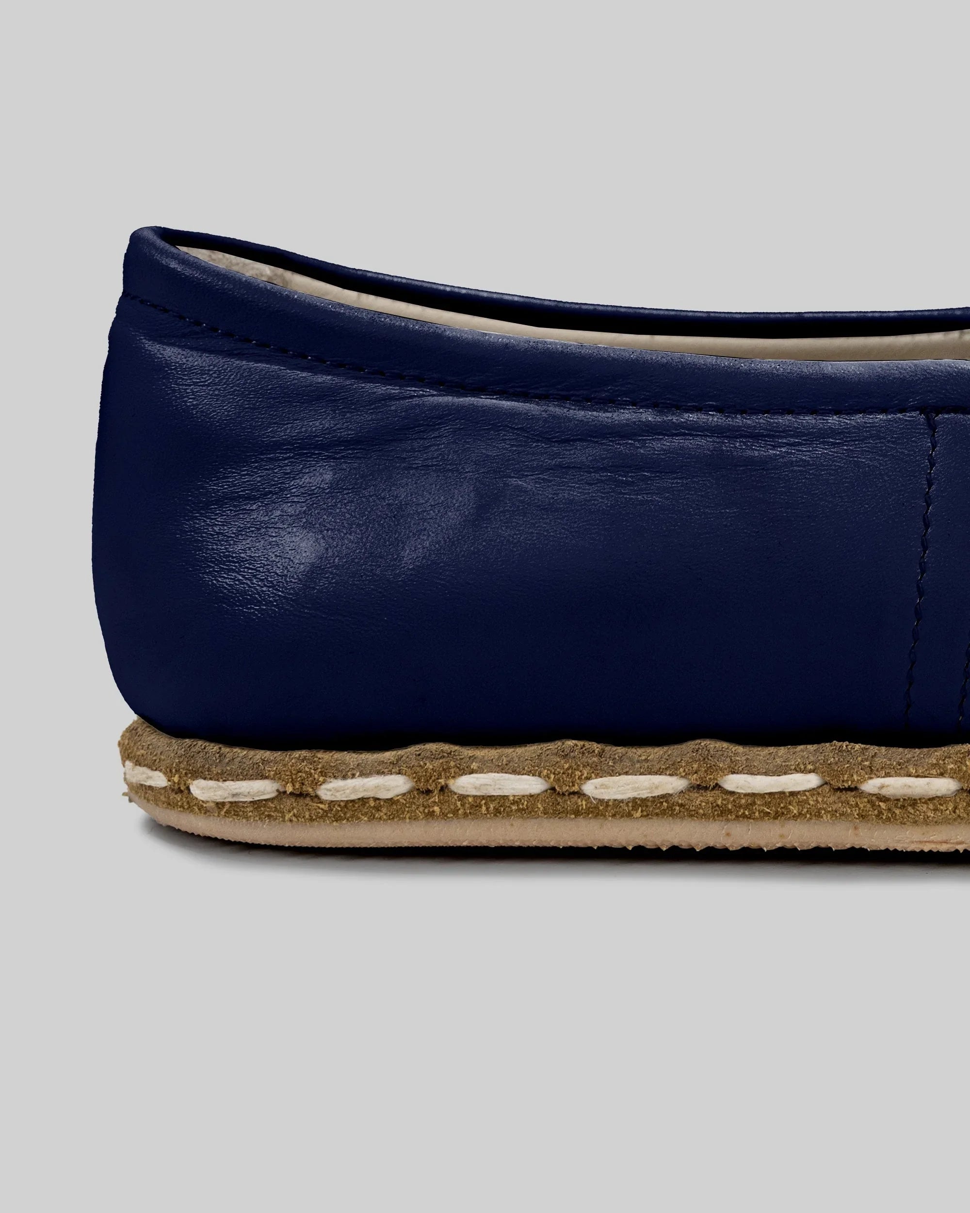 Detail Navy Blue Yemeni Shoes - Handcrafted Calf Leather Turkey | Bespoky