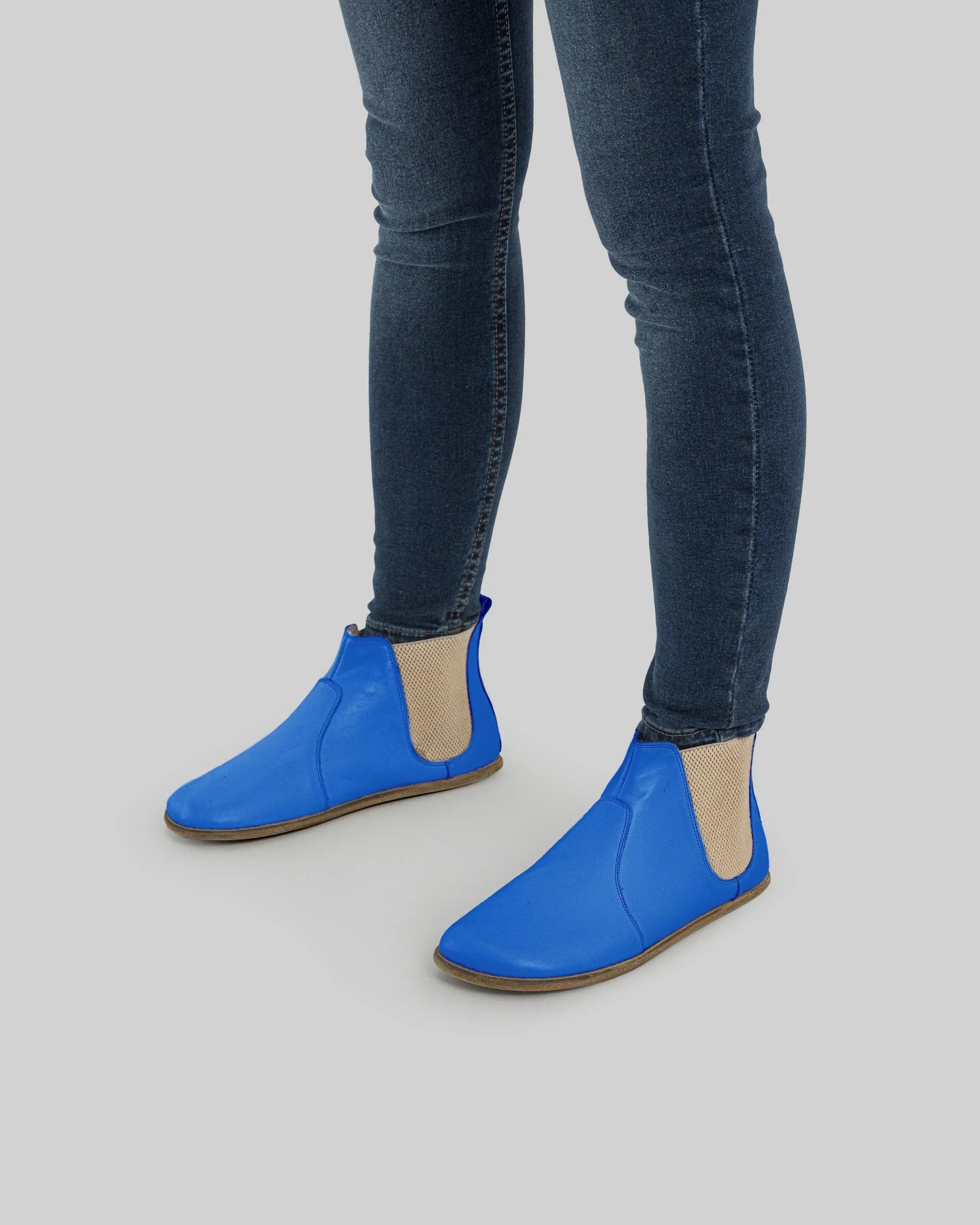Pair Blue Chelsea Boots - Barefoot Wide Toe Calf Leather | Bespoky