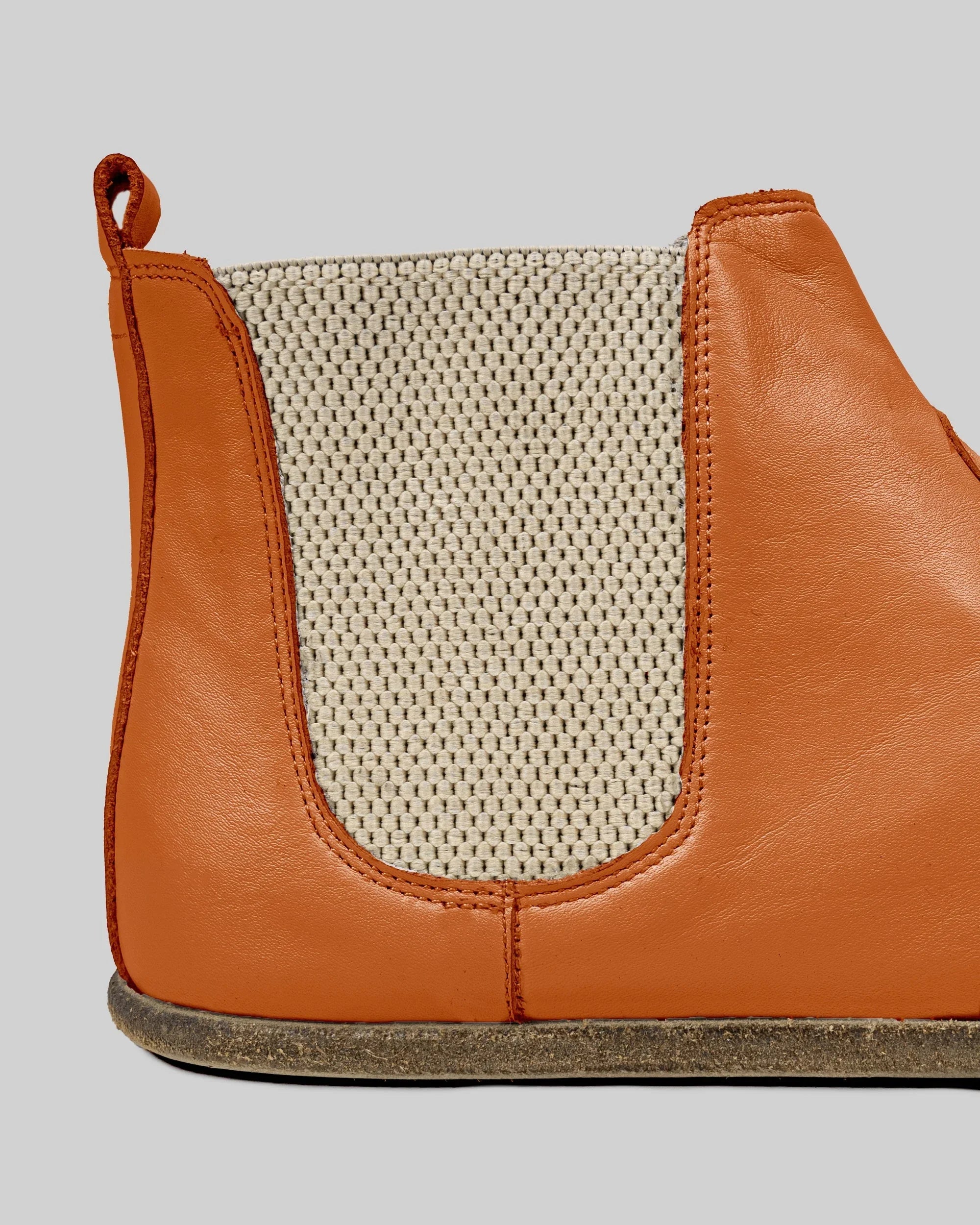 Sole detail Orange Chelsea Boots - Zero Drop Calf Leather | Bespoky