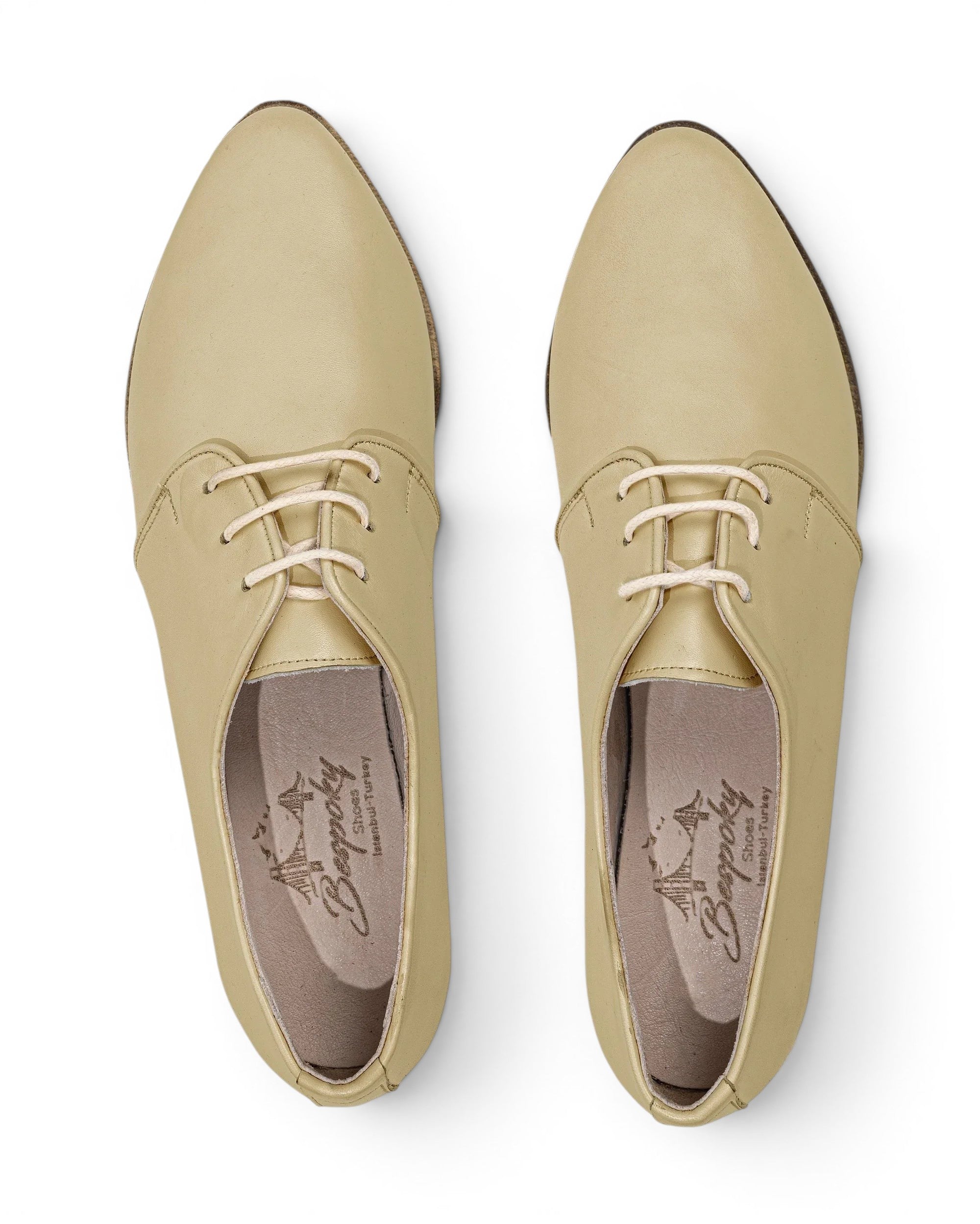 Top view Yellow Pointed Toe Oxford - Handcrafted Calf Leather | Bespoky