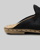 Detail Black Suede Slippers - Handcrafted Calf Leather Turkey | Bespoky