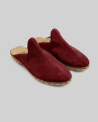 Men's Burgundy Suede Slippers - Handcrafted Calf Leather Wide Toe Box | Bespoky