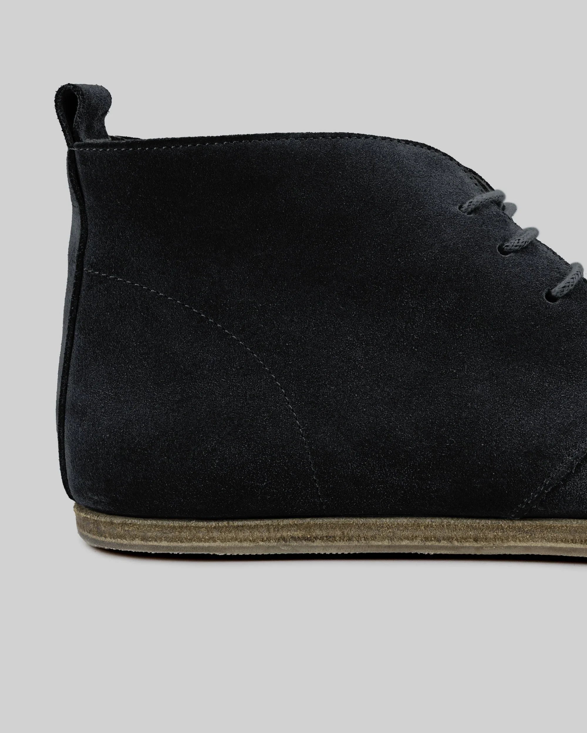 Side view Black Suede Ankle Boots - Calf Leather Zero Drop | Bespoky