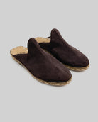 Women's Brown Suede Slippers - Handcrafted Calf Leather Wide Toe Box | Bespoky