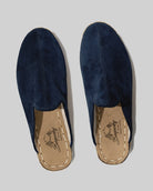 Side view Navy Suede Slippers - Calf Leather Zero Drop | Bespoky