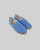 Men's Blue Suede Yemeni Shoes - Handcrafted Calf Leather Wide Toe Box | Bespoky