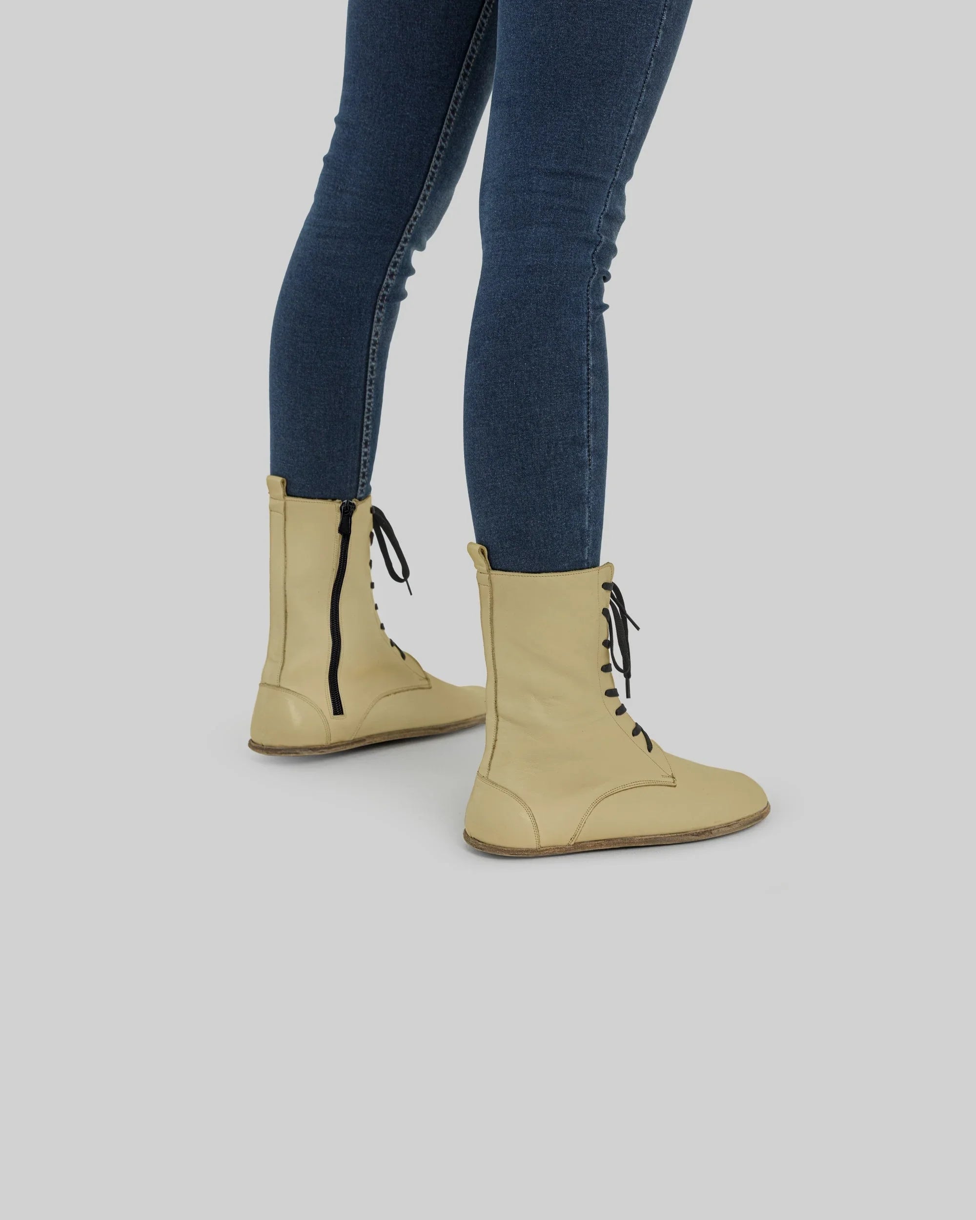Pair Yellow Barefoot Boot - Barefoot Wide Toe Calf Leather | Bespoky