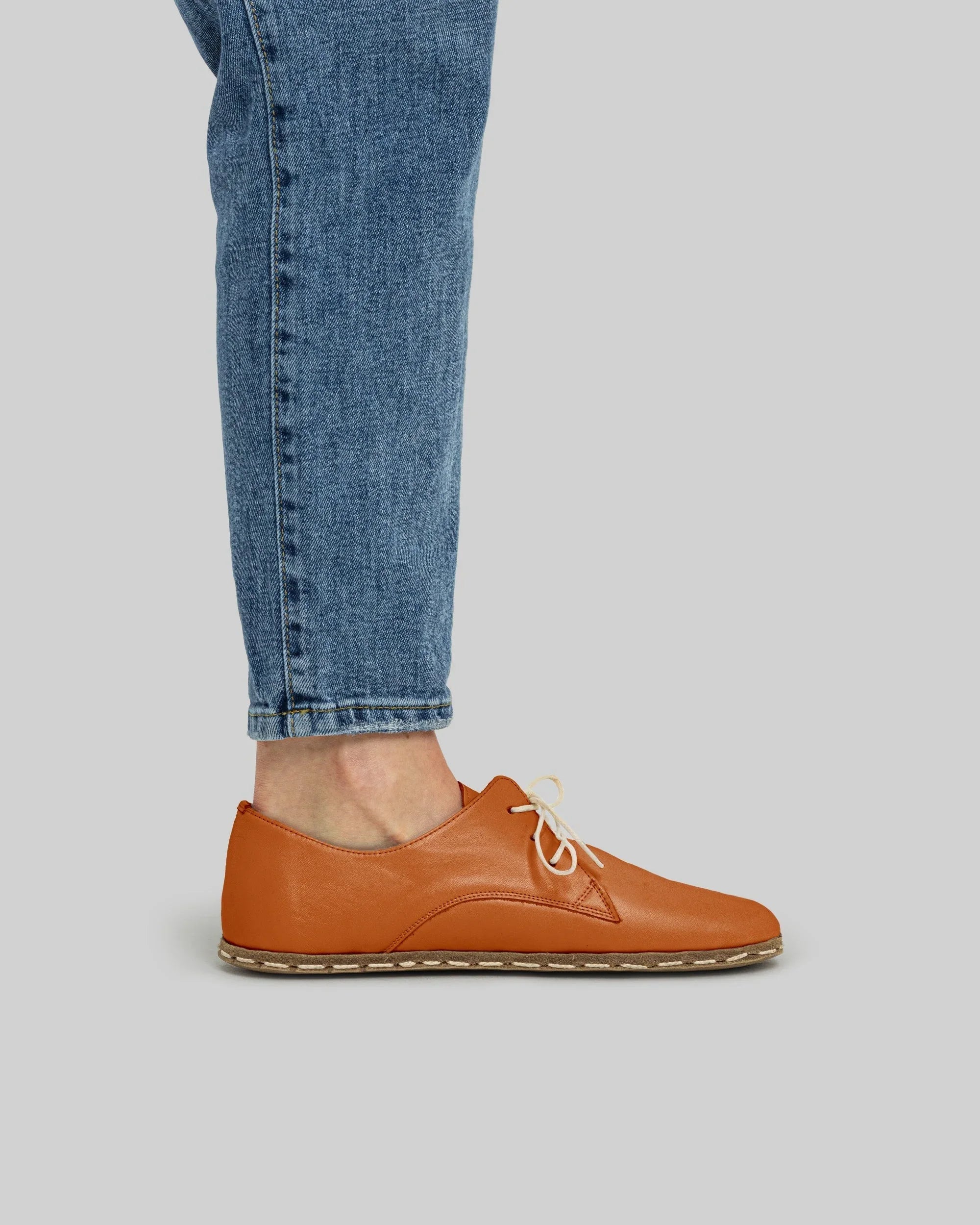 Detail Orange Oxford Shoes - Handcrafted Calf Leather Turkey | Bespoky
