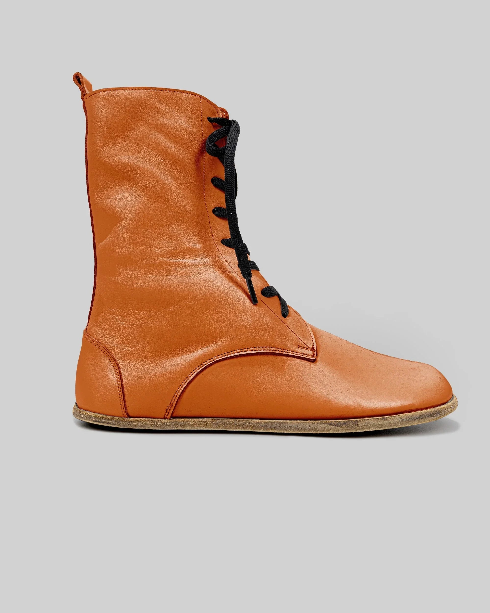 Top view Orange Barefoot Boot - Handcrafted Calf Leather | Bespoky