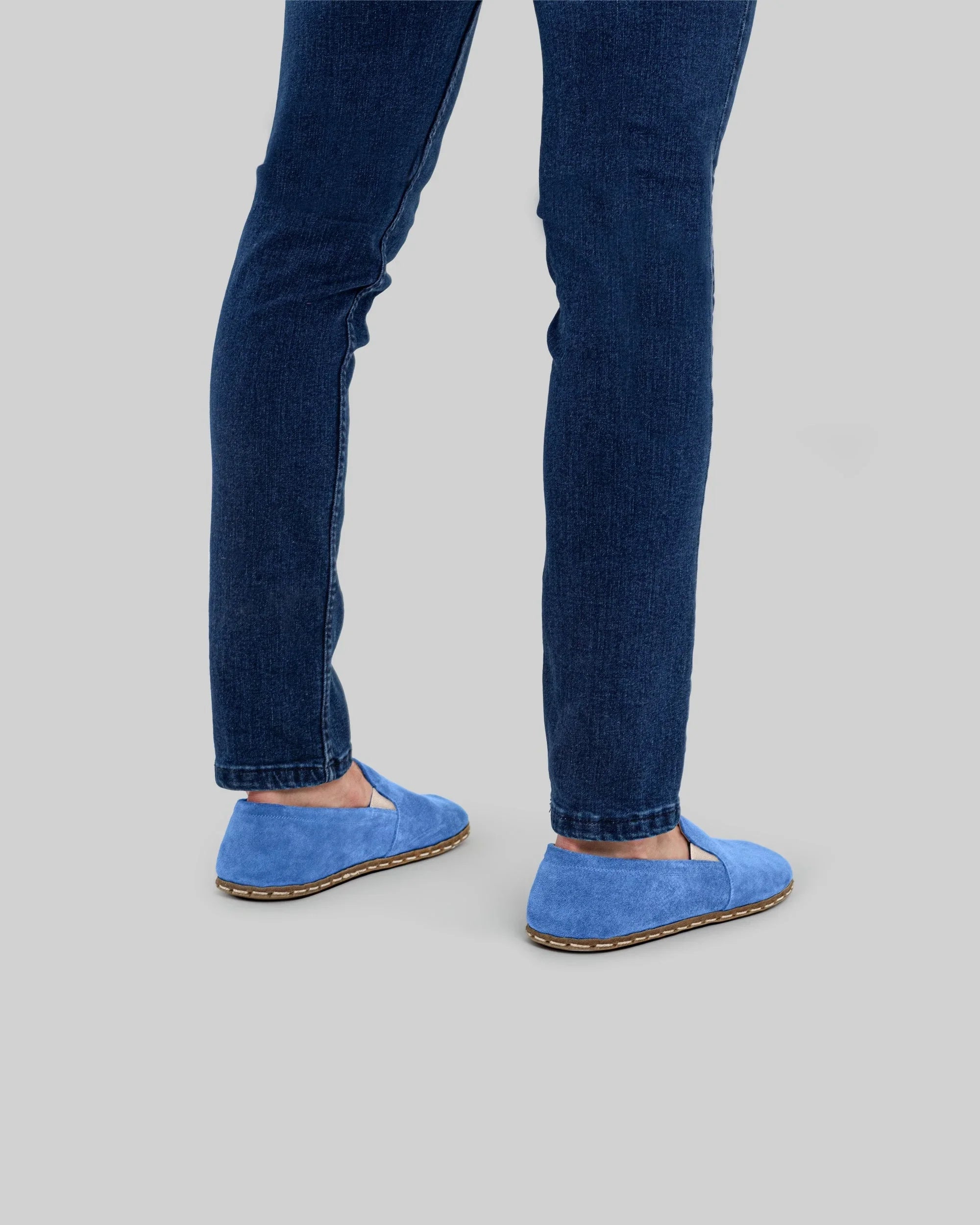 Top view Blue Barefoot Shoes - Handcrafted Calf Leather | Bespoky