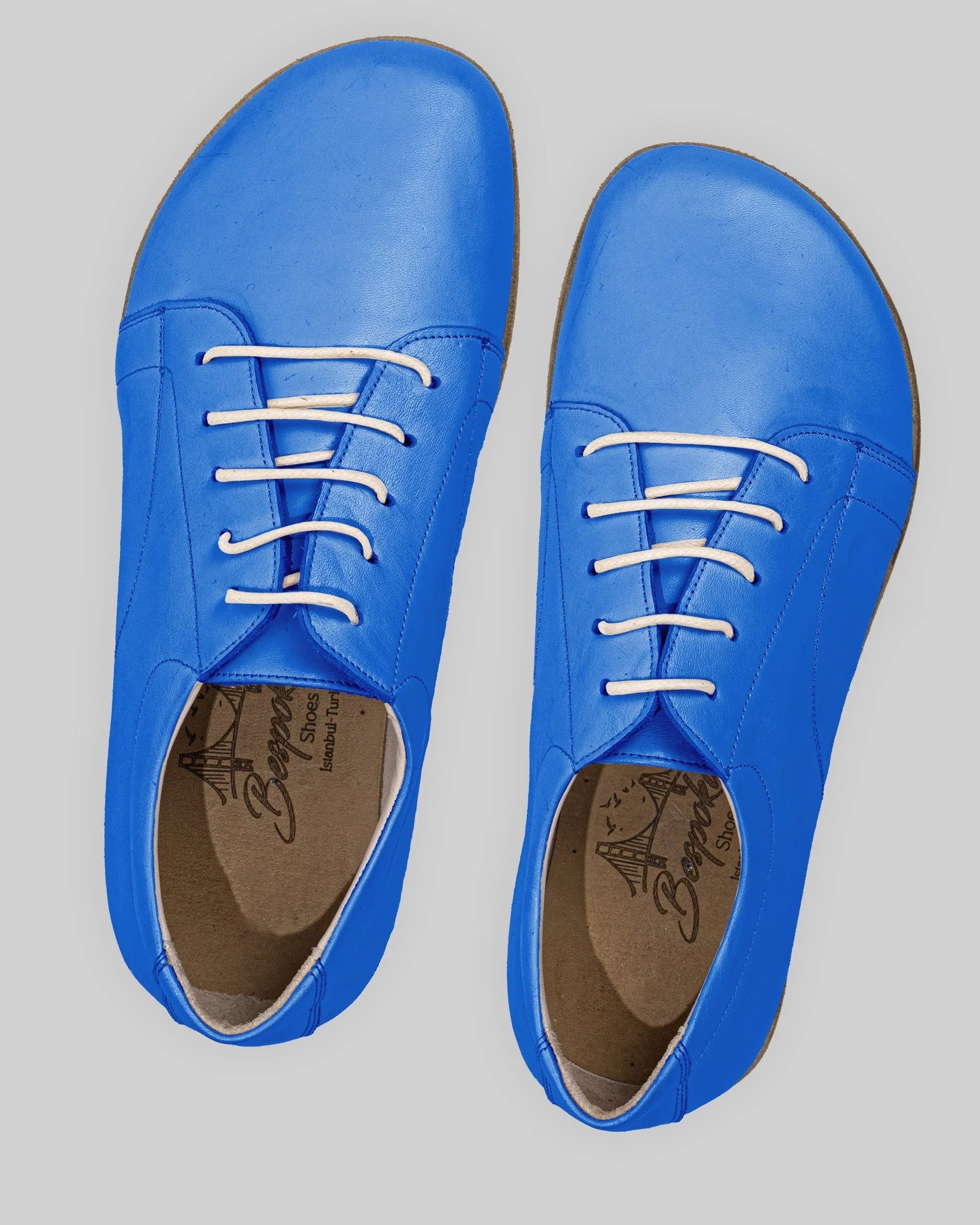 Back view Blue Barefoot Sneaker - Calf Leather Handcrafted | Bespoky