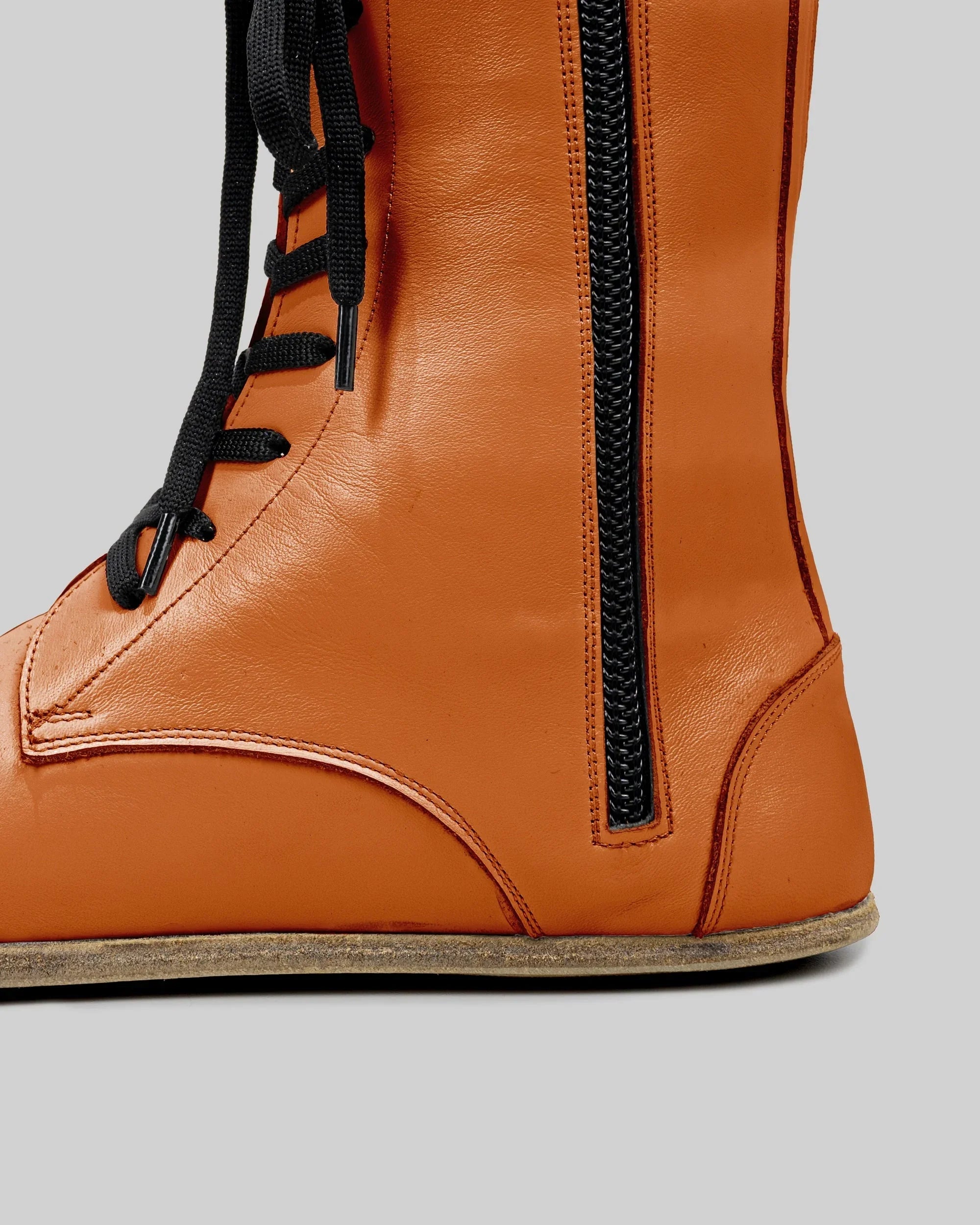Side view Orange Barefoot Boot - Calf Leather Zero Drop | Bespoky