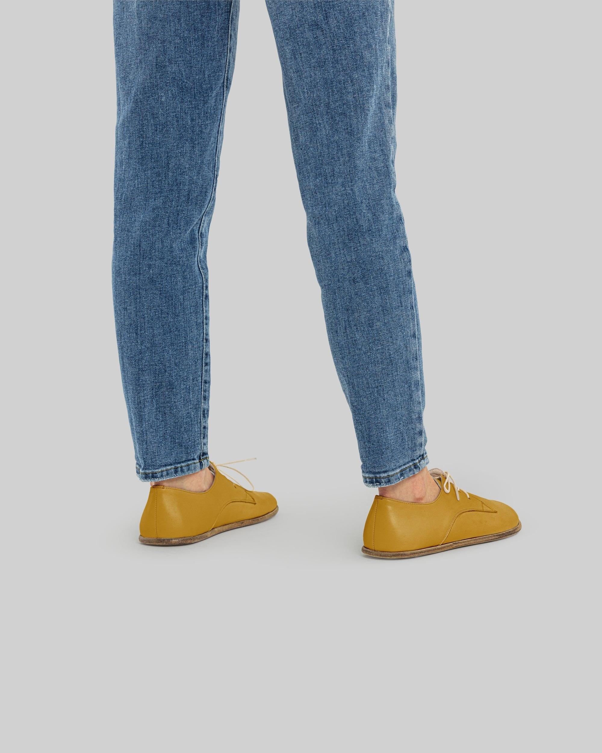 Detail Mustard Oxford Shoes - Handcrafted Calf Leather Turkey | Bespoky