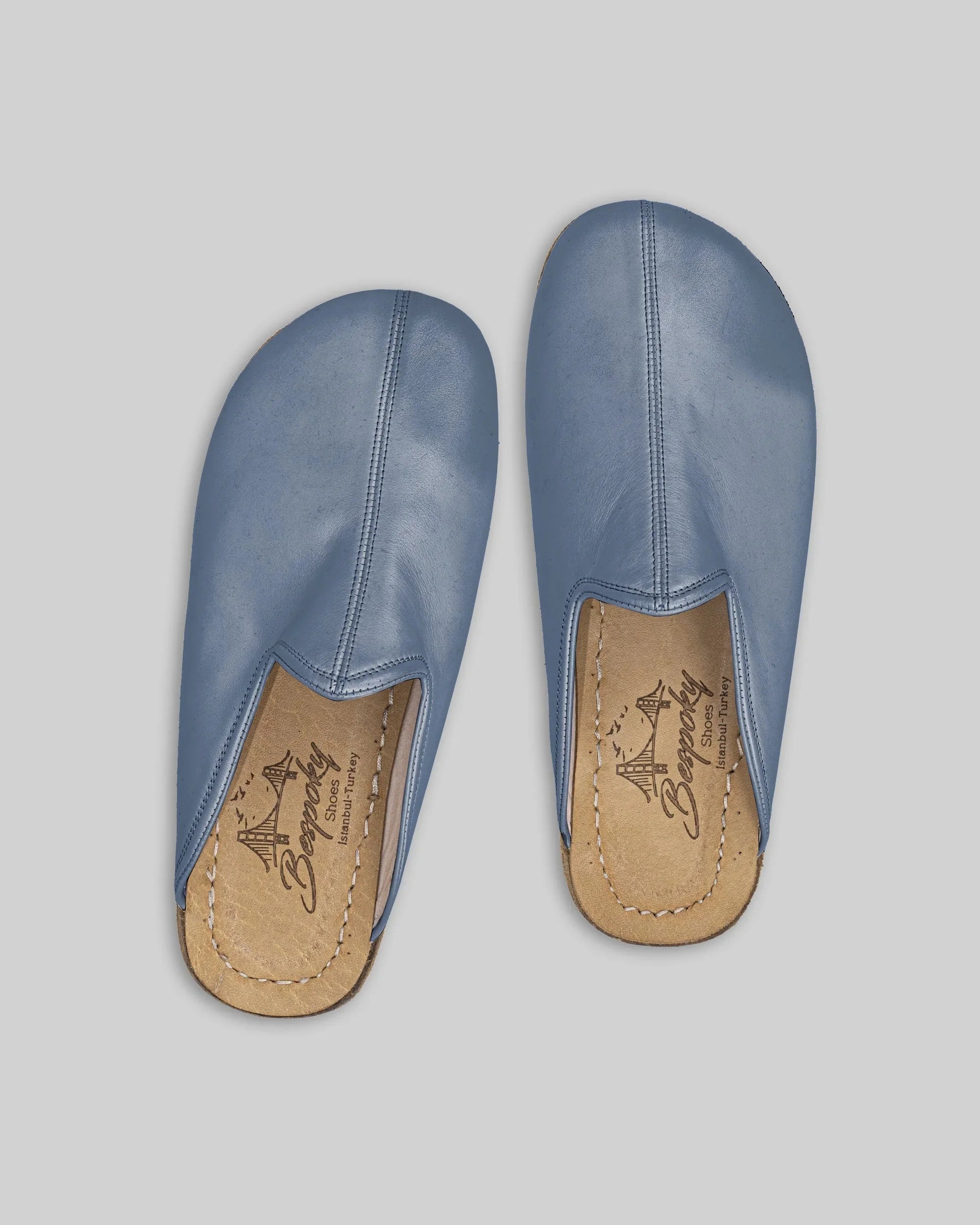 Back view Jean Blue Slippers - Calf Leather Handcrafted | Bespoky