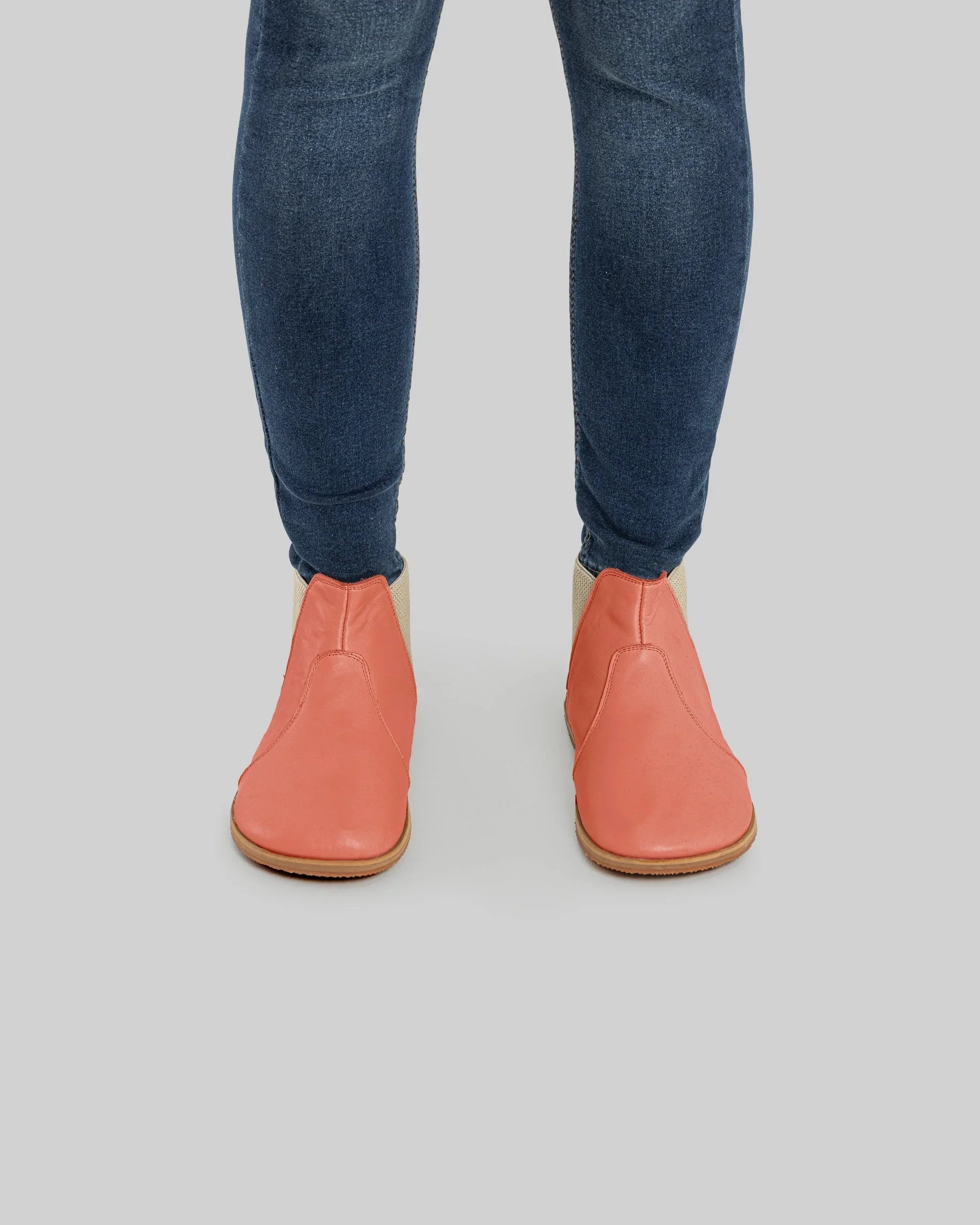 Pair Pomegranate Chelsea Boots - Barefoot Wide Toe Calf Leather | Bespoky