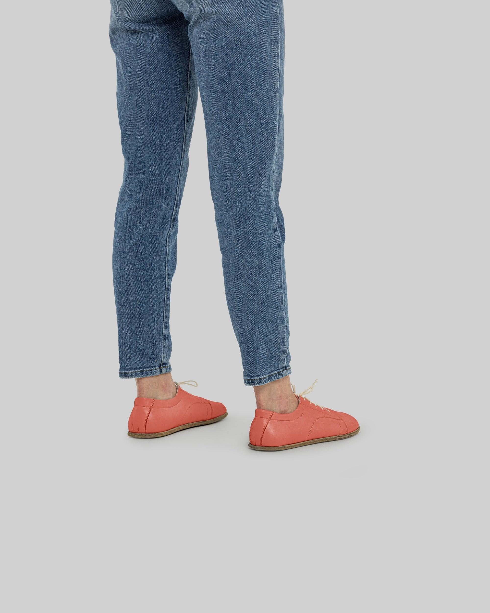 Detail Pomegranate Barefoot Sneaker - Handcrafted Calf Leather Turkey | Bespoky
