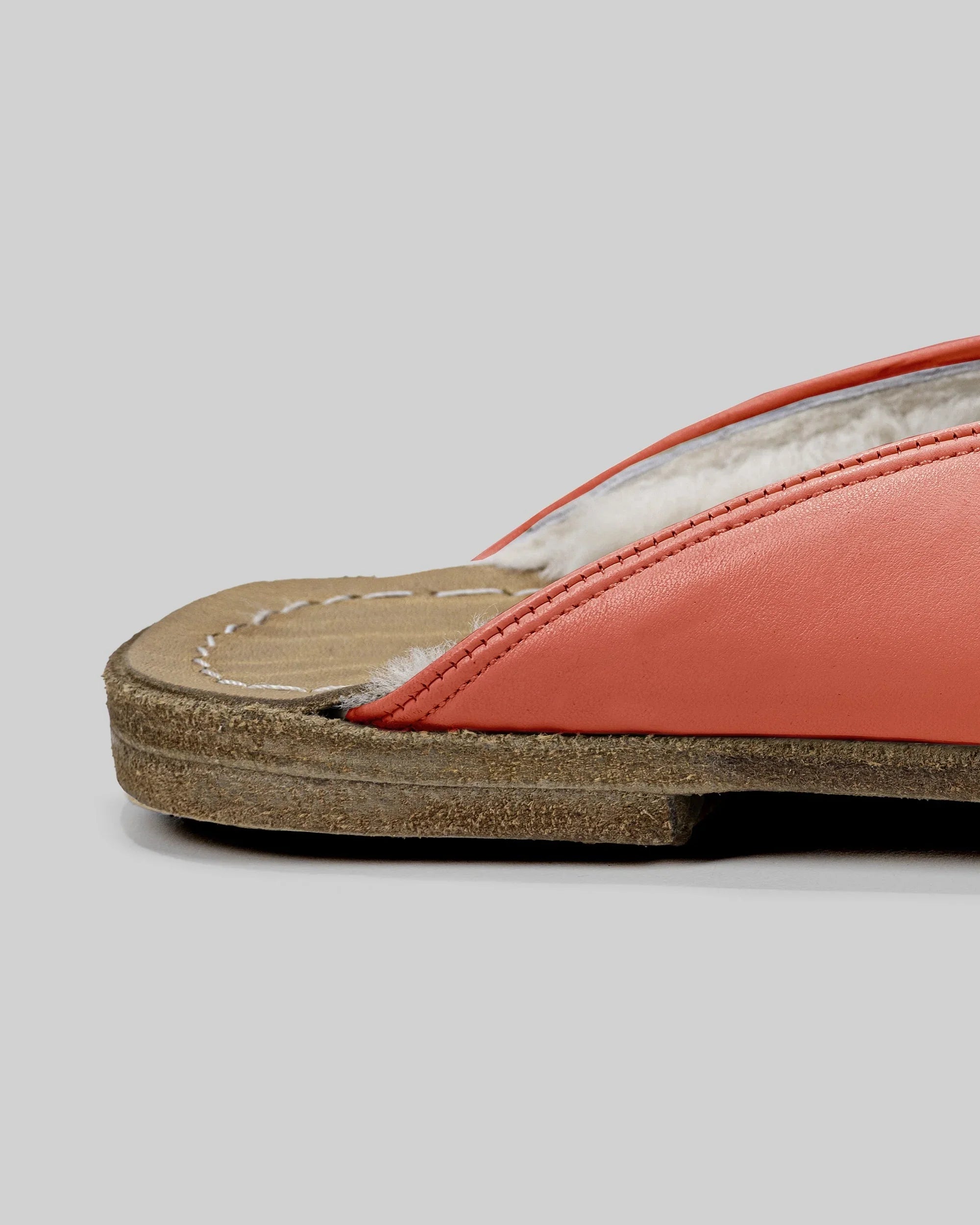 Pair Pomegranate Shearling Slippers - Barefoot Wide Toe Calf Leather | Bespoky