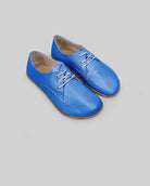 Women's Blue Oxford Shoes - Handcrafted Calf Leather Wide Toe Box | Bespoky