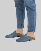 Pair Jean Blue Slippers - Barefoot Wide Toe Calf Leather | Bespoky