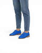 Back view Blue Pointed Toe Oxford - Calf Leather Handcrafted | Bespoky
