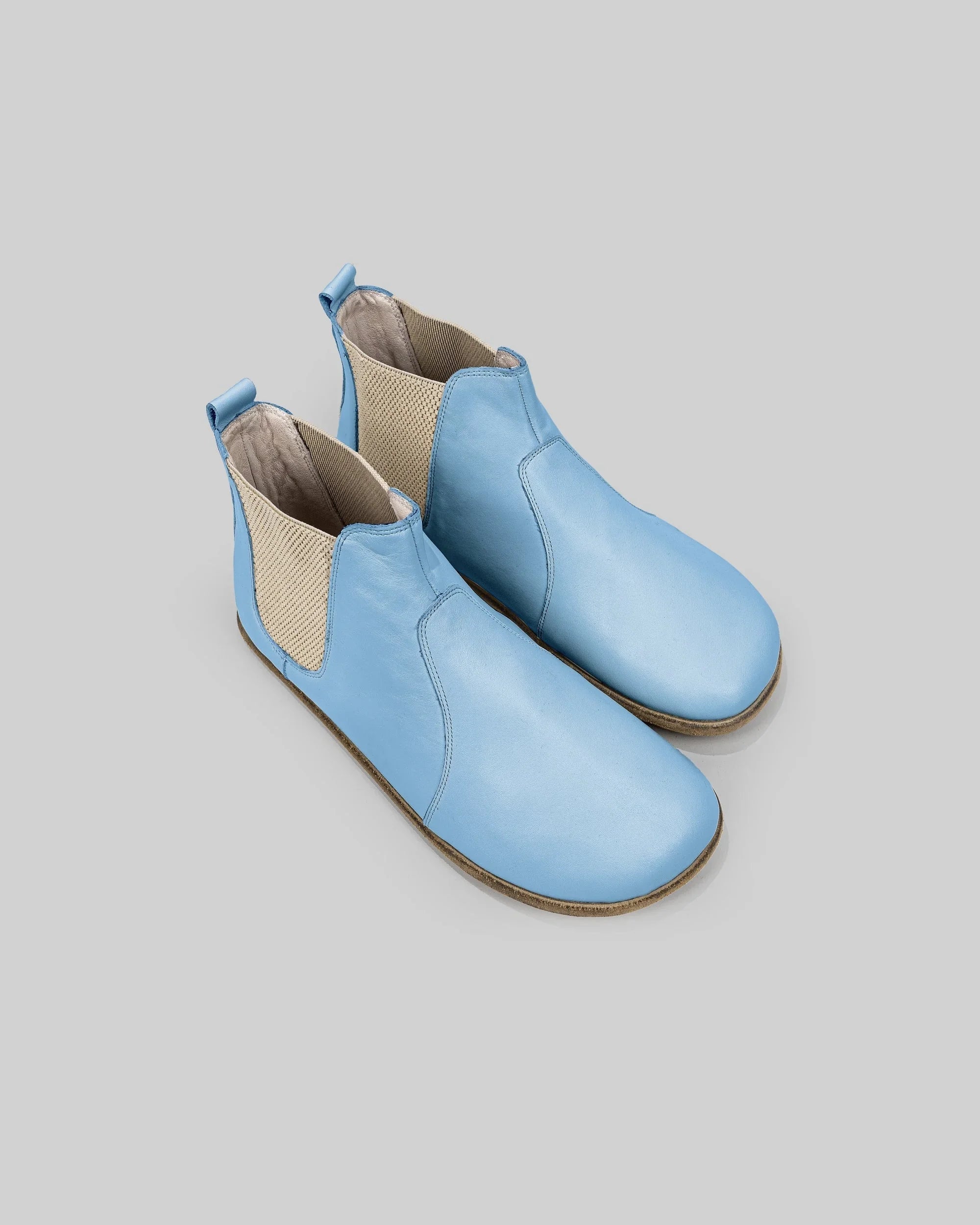 Men's Baby Blue Chelsea Boots - Handcrafted Calf Leather Wide Toe Box | Bespoky