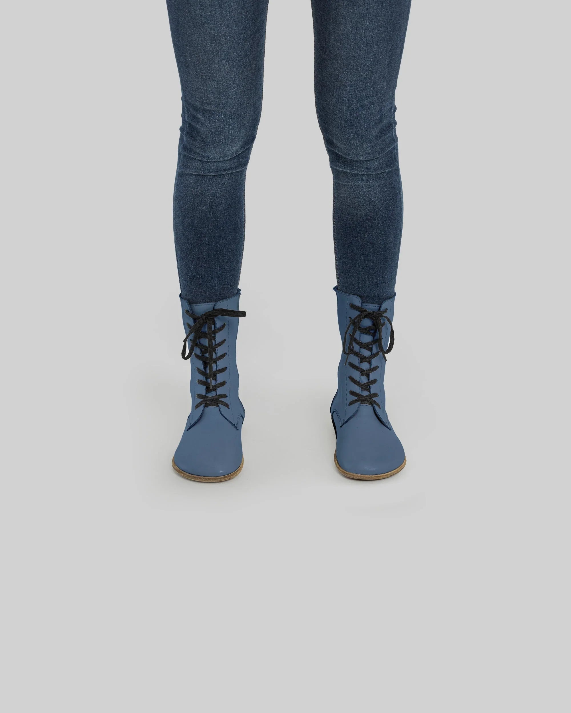 Back view Jean Blue Barefoot Boot - Calf Leather Handcrafted | Bespoky