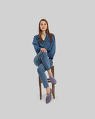 Back view Purple Pointed Toe Oxford - Calf Leather Handcrafted | Bespoky