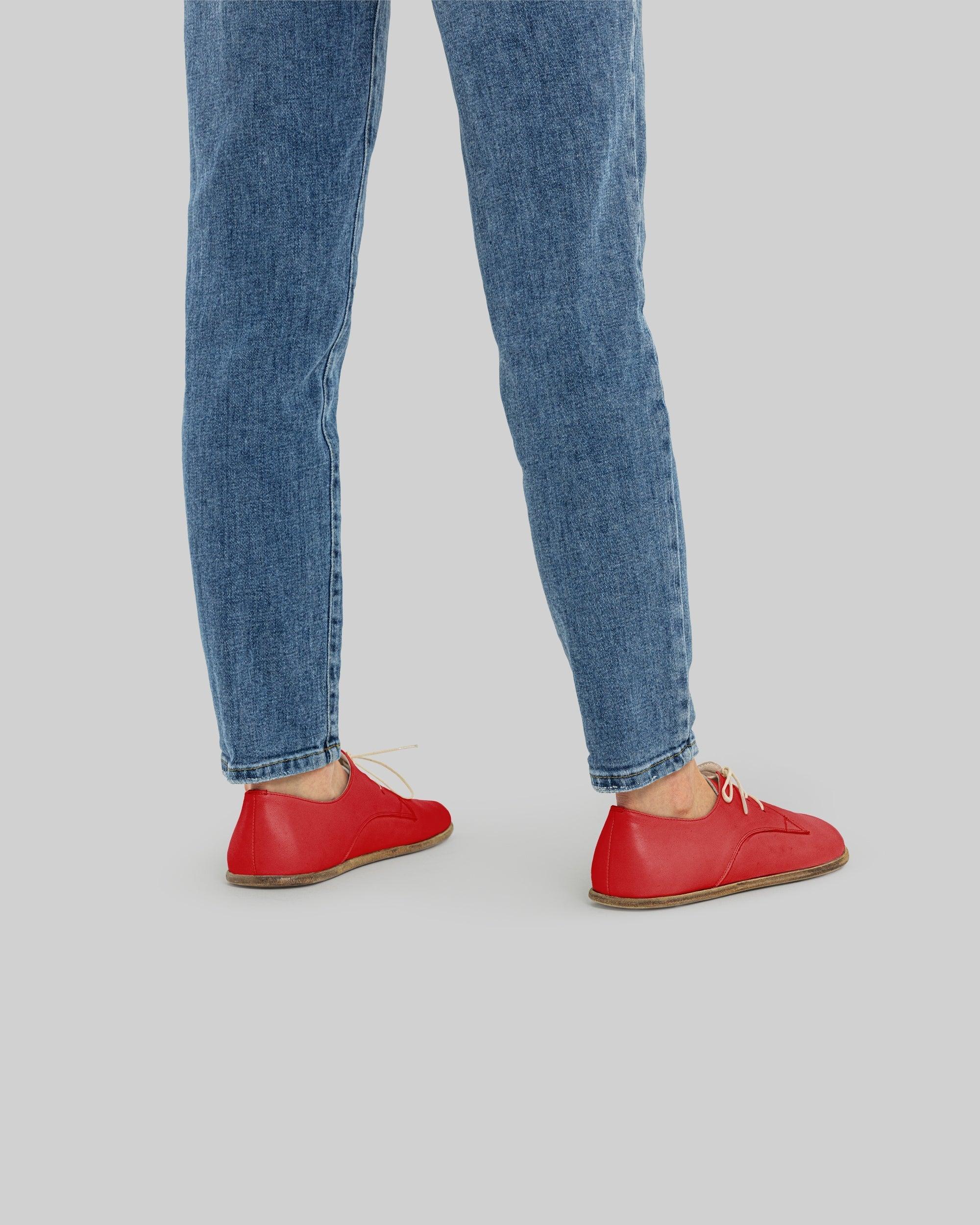 Detail Red Oxford Shoes - Handcrafted Calf Leather Turkey | Bespoky