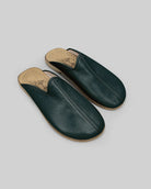 Men's Dark Green Slippers - Handcrafted Calf Leather Wide Toe Box | Bespoky
