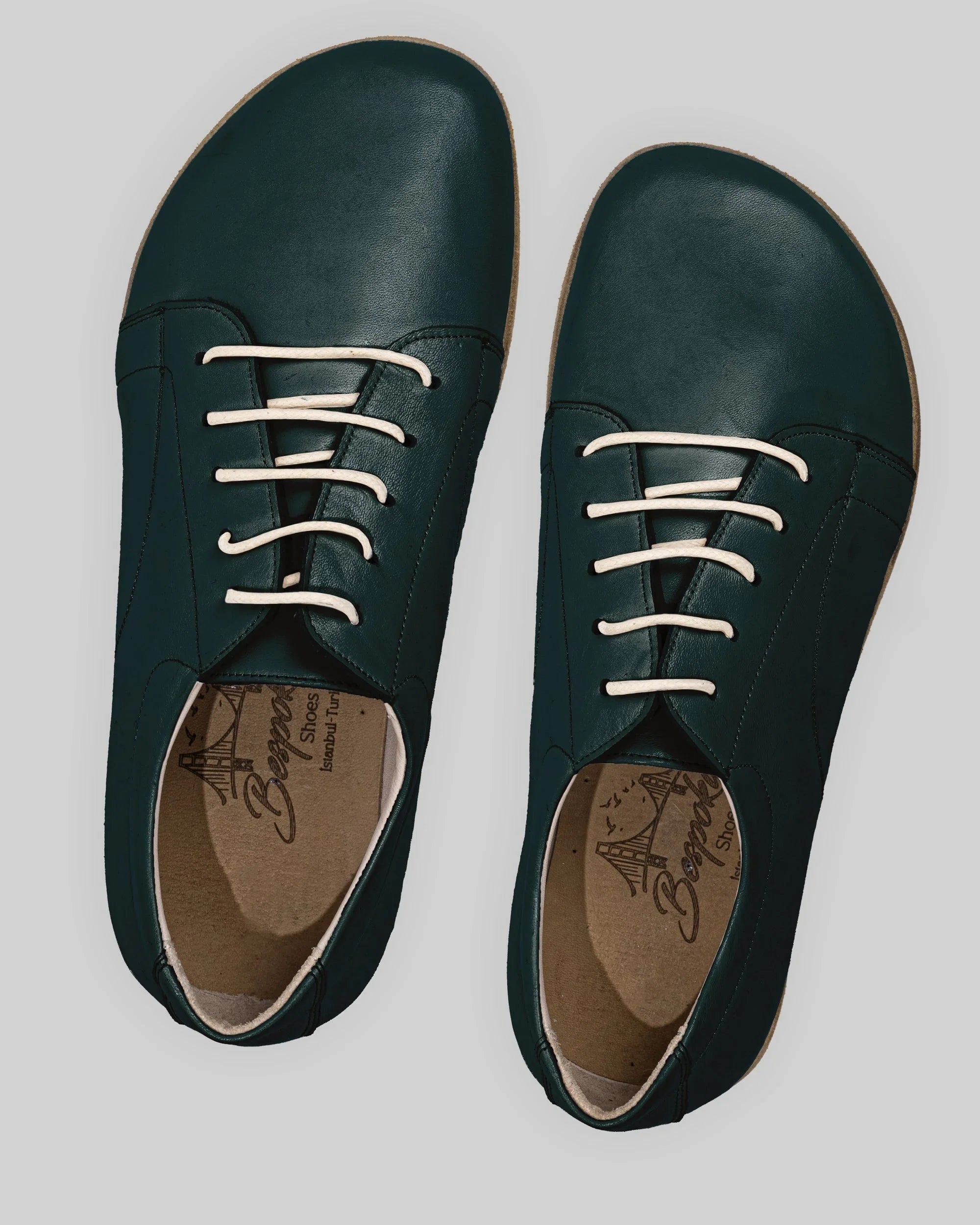 Side view Dark Green Barefoot Sneaker - Calf Leather Zero Drop | Bespoky