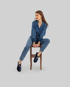 Back view Navy Blue Oxford Shoes - Calf Leather Handcrafted | Bespoky