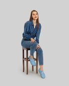Back view Baby Blue Oxford Shoes - Calf Leather Handcrafted | Bespoky