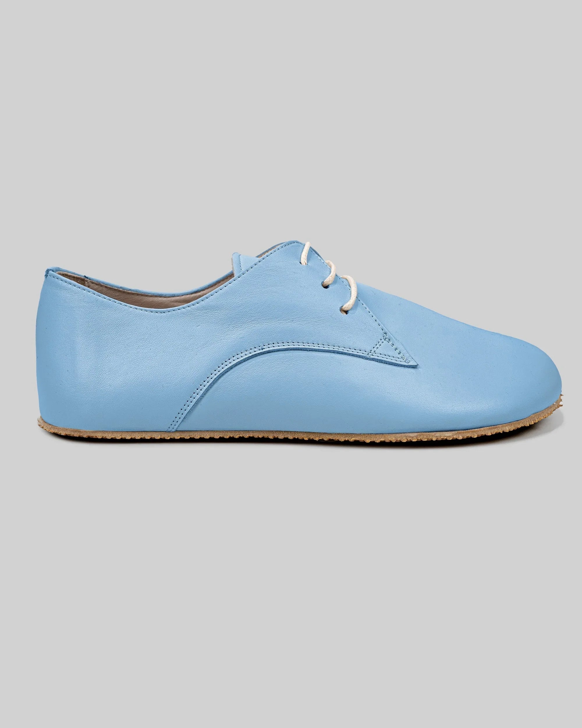 Side view Baby Blue Oxford Shoes - Calf Leather Zero Drop | Bespoky