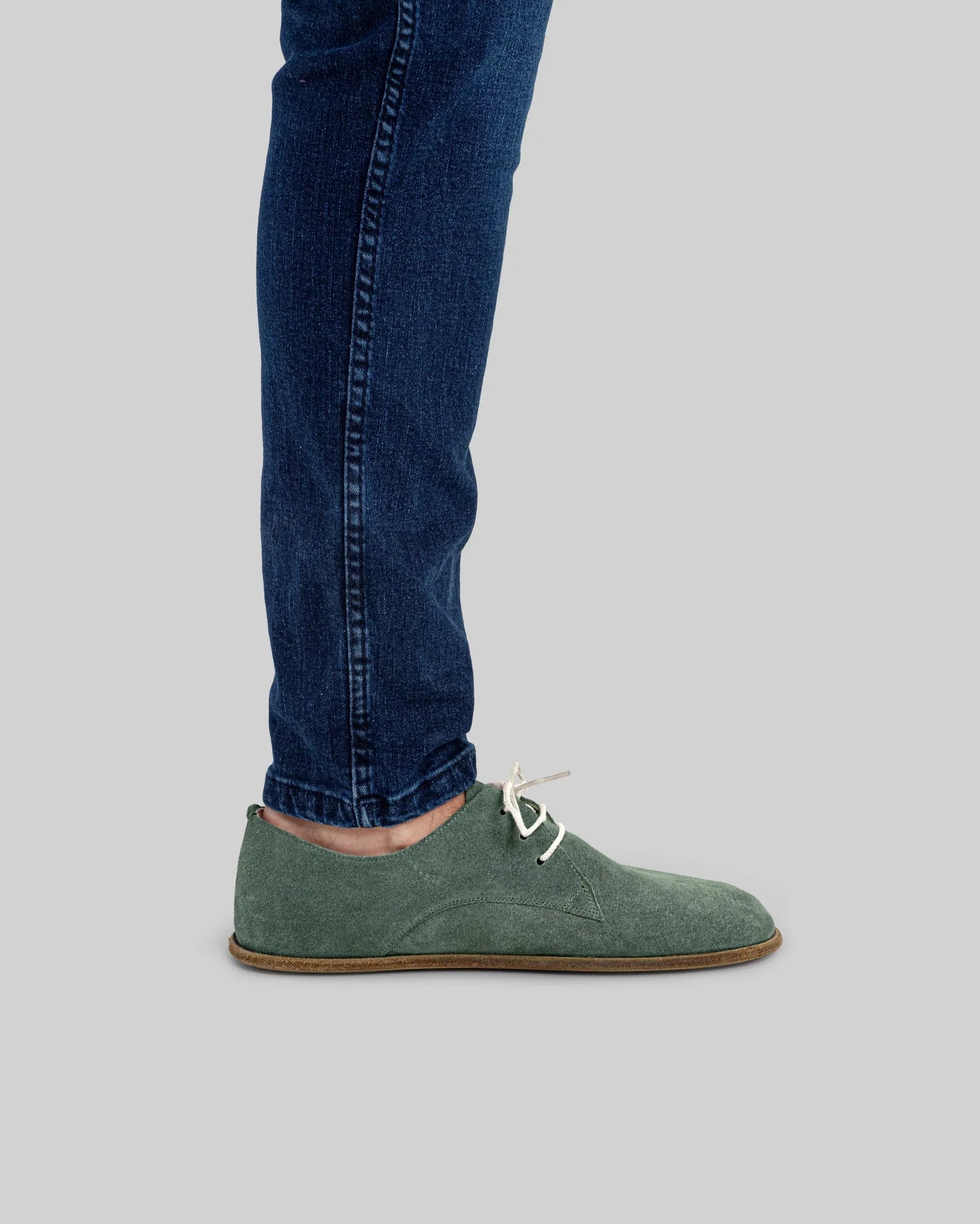 Detail Green Suede Oxford Shoes - Handcrafted Calf Leather Turkey | Bespoky