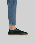 Pair Dark Green Barefoot Sneaker - Barefoot Wide Toe Calf Leather | Bespoky