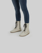 Women's Lucas Beige Barefoot Boot - Handcrafted Calf Leather Wide Toe Box | Bespoky