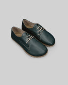 Women's Dark Green Oxford Shoes - Handcrafted Calf Leather Wide Toe Box | Bespoky
