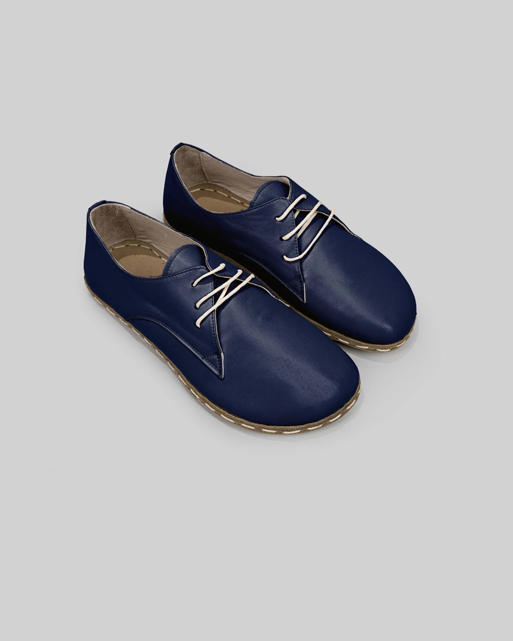 Women's Navy Blue Oxford Shoes - Handcrafted Calf Leather Wide Toe Box | Bespoky