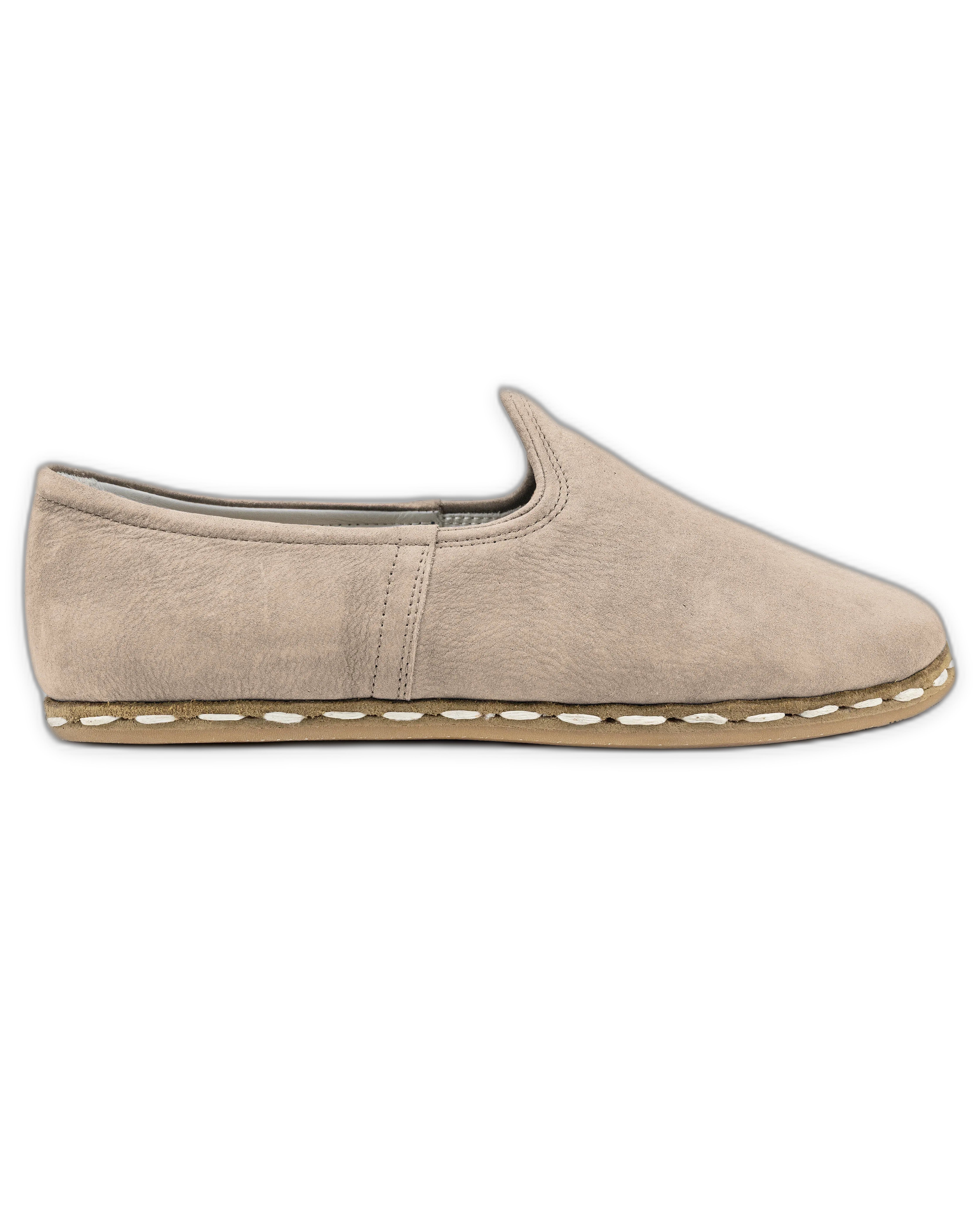 Side view Beige Nubuck Yemeni Shoes - Calf Leather Zero Drop | Bespoky