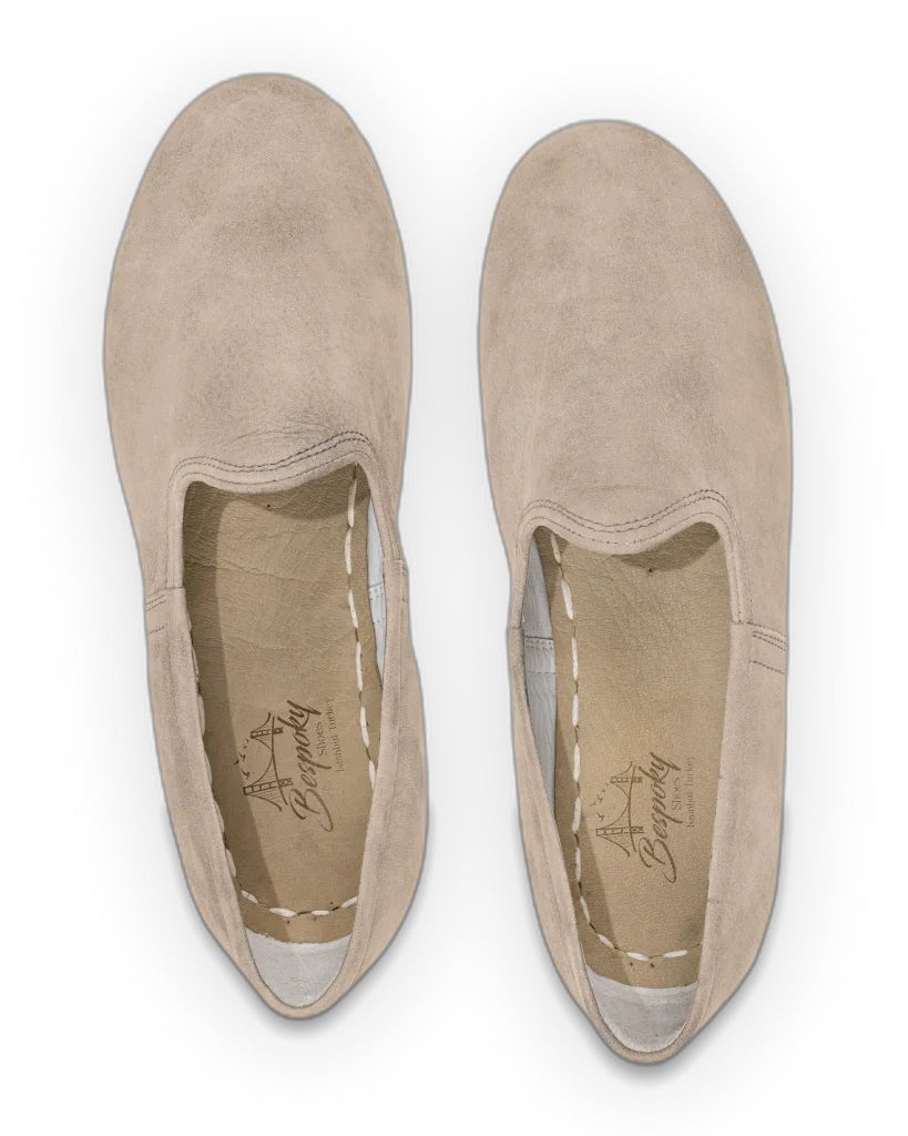 Top view Beige Nubuck Yemeni Shoes - Handcrafted Calf Leather | Bespoky