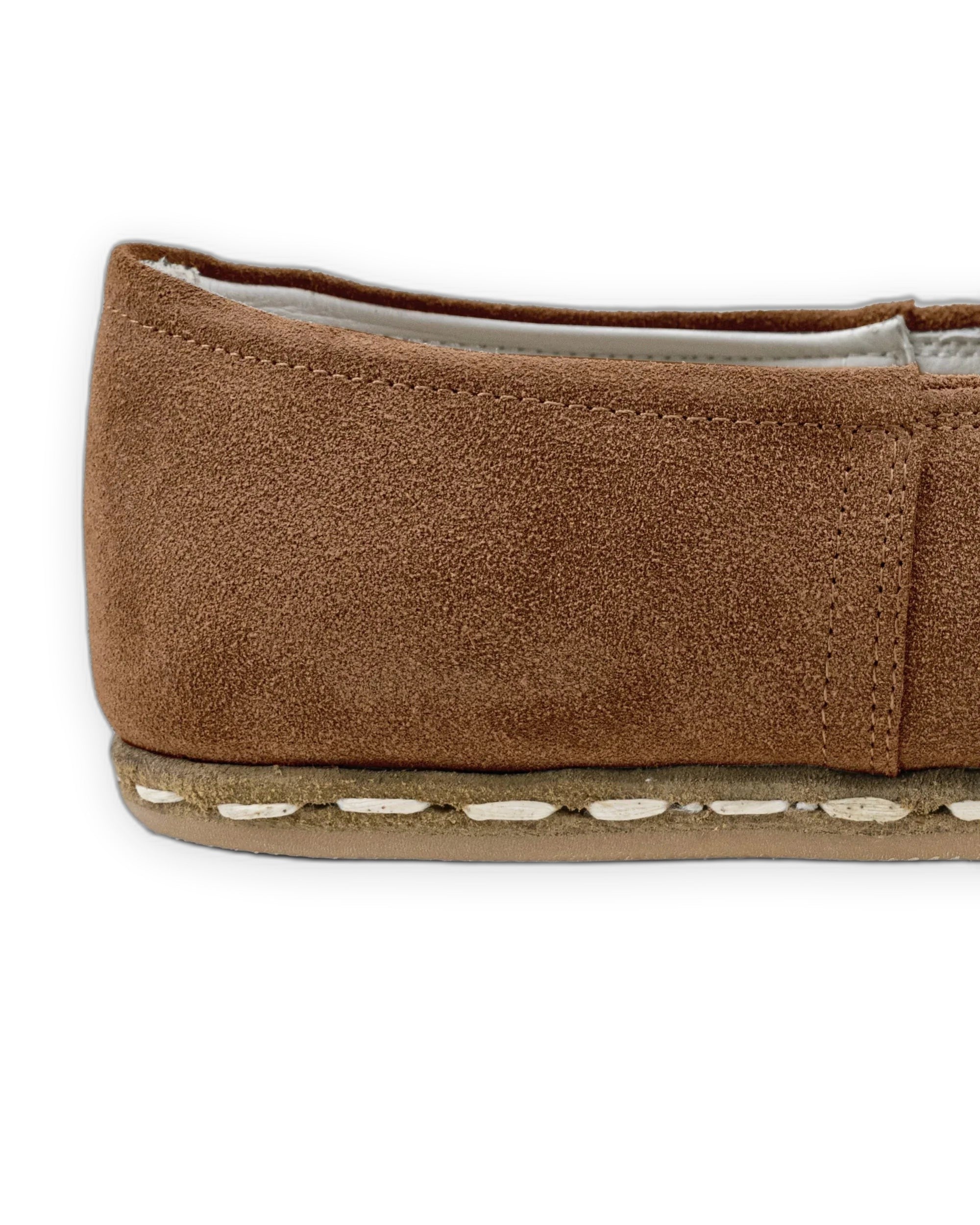 Detail Tan Suede Yemeni Shoes - Handcrafted Calf Leather Turkey | Bespoky