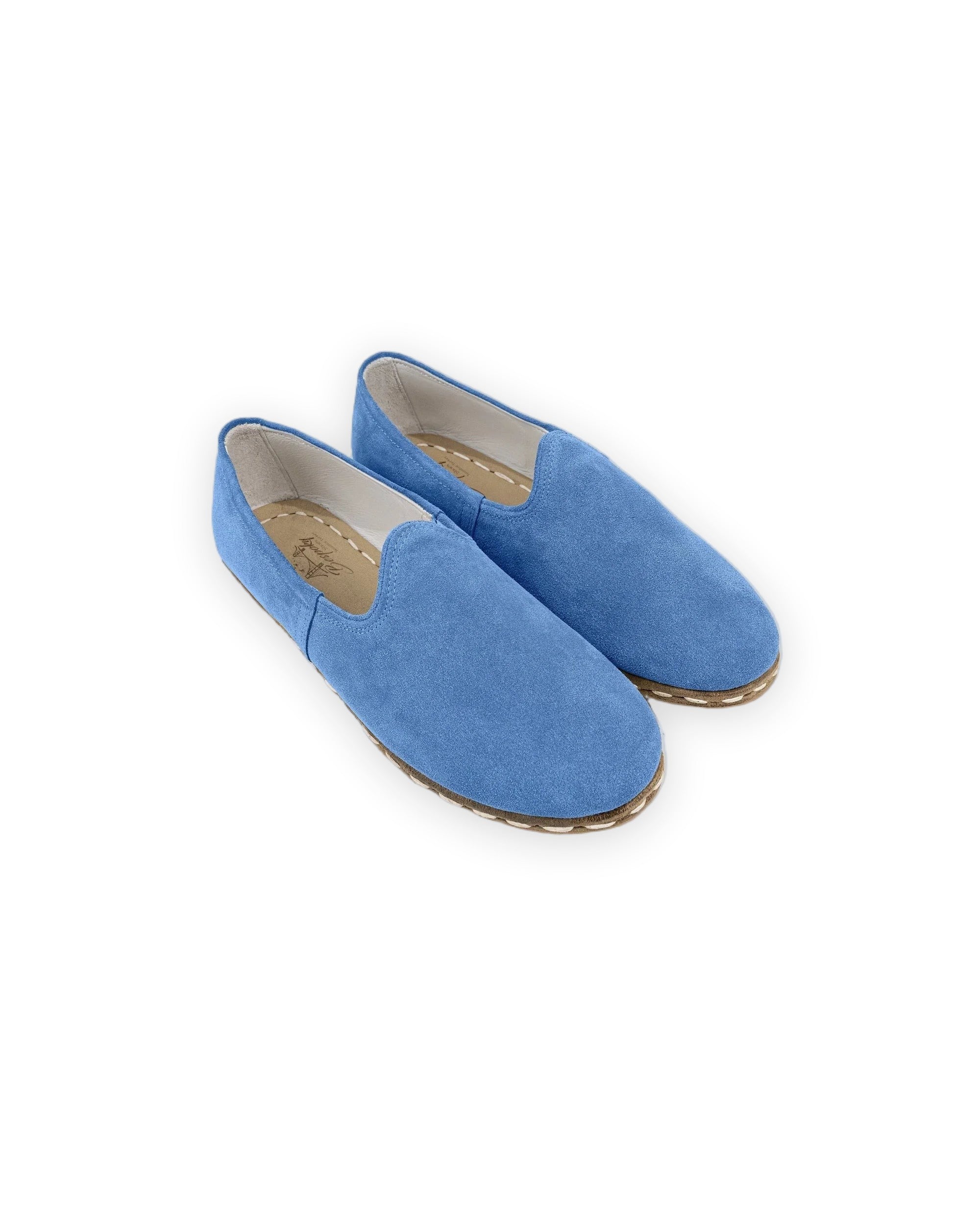 Men's Blue Suede Yemeni Shoes - Handcrafted Calf Leather Wide Toe Box | Bespoky