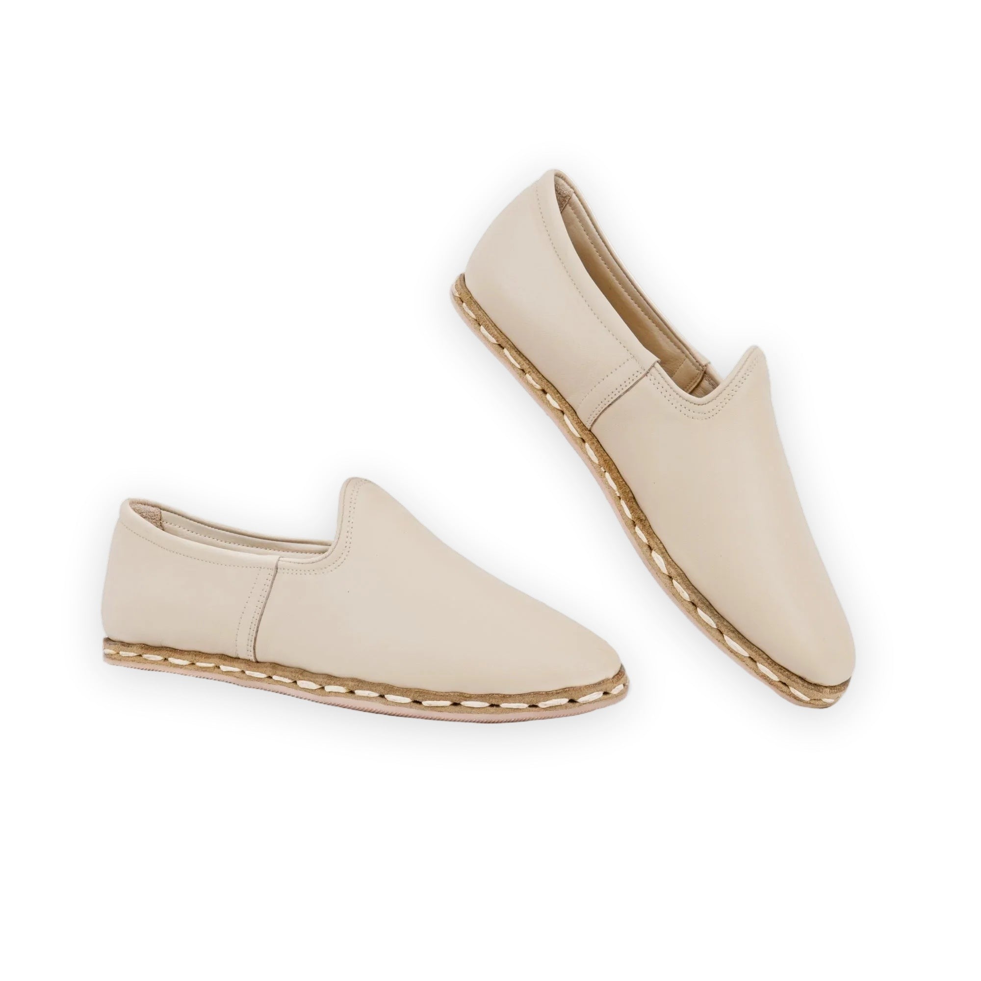 Men's Cream Yemeni Shoes - Handcrafted Calf Leather Wide Toe Box | Bespoky