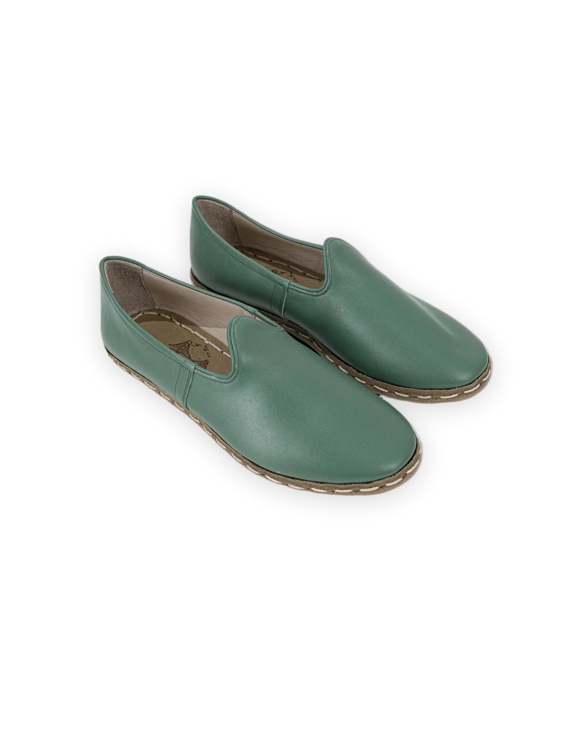 Men's Green Yemeni Shoes - Handcrafted Calf Leather Wide Toe Box | Bespoky