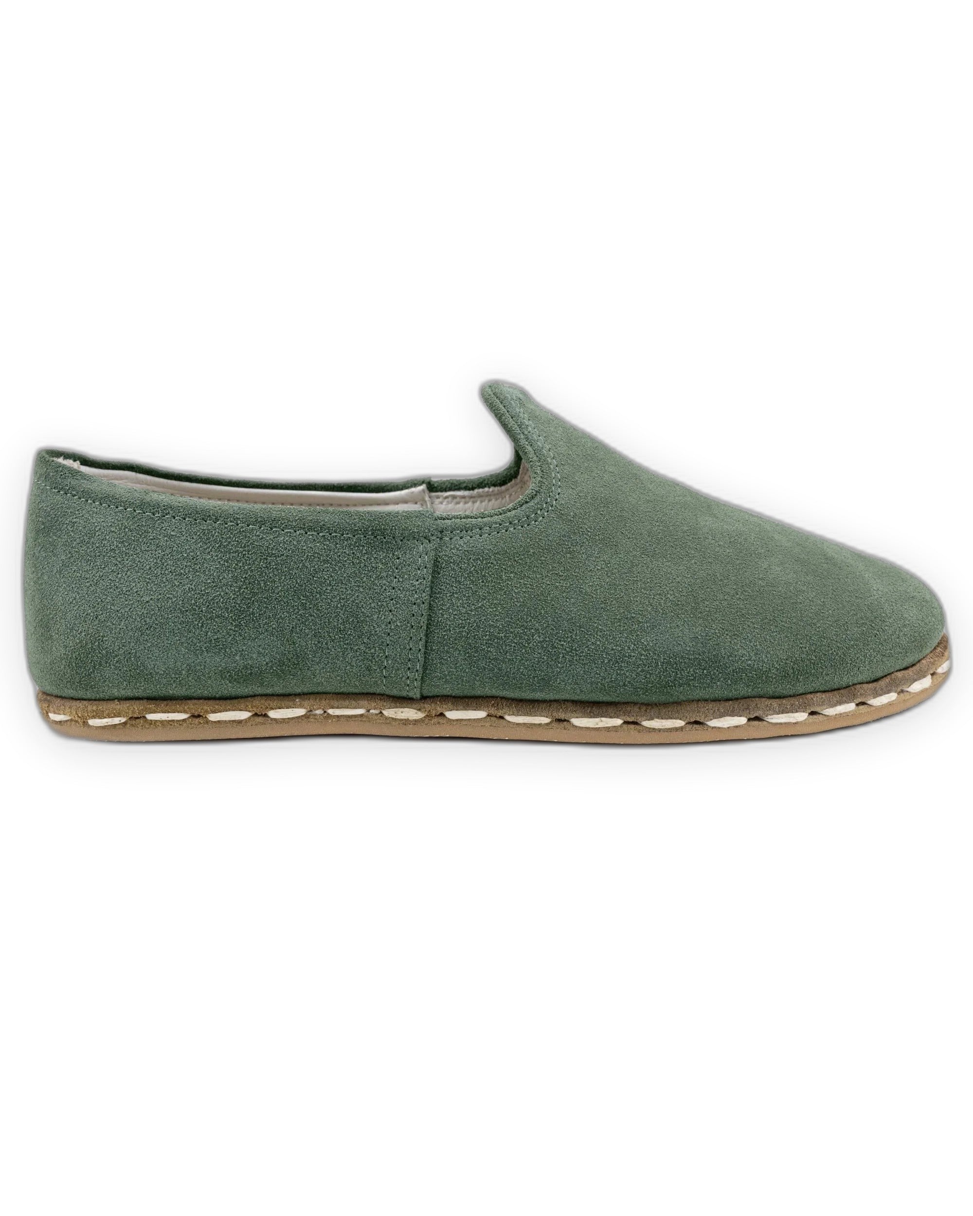 Top view Green Suede Yemeni Shoes - Handcrafted Calf Leather | Bespoky